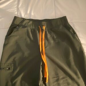 Figs Olive Green Pants with Orange Drawstring